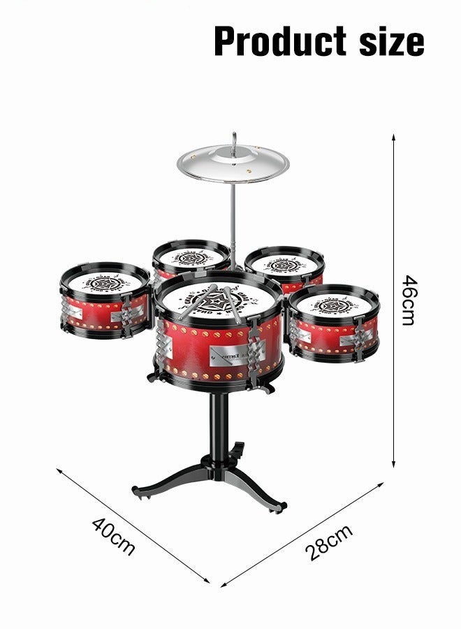 DURKU Children's Rock Jazz Drum Kit, Musical Instrument Toy for Music Education, Kids 5-piece Drum Band Set, Perfect Gift for Kids - Image 3