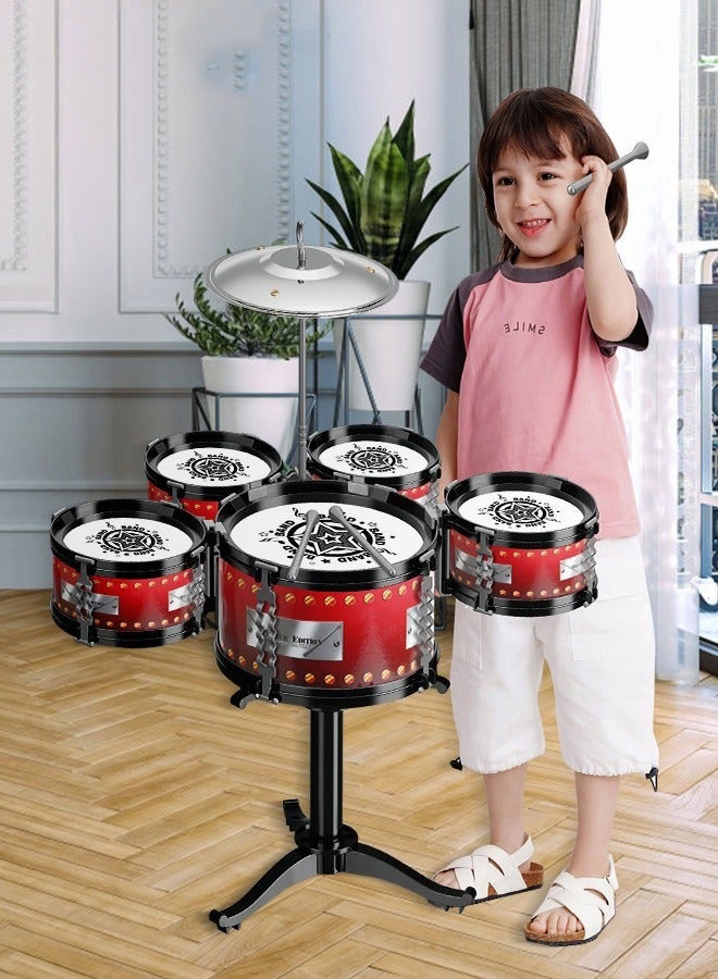 DURKU Children's Rock Jazz Drum Kit, Musical Instrument Toy for Music Education, Kids 5-piece Drum Band Set, Perfect Gift for Kids - Image 4