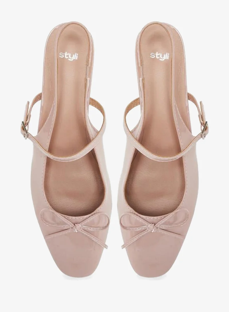 ستايلي حذاء ماري جين فلات لامعة