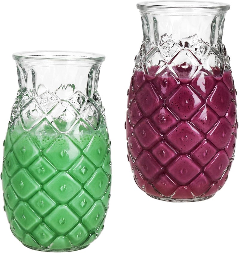 Glassware GLASSWARE Clear Pineapple Cups Cocktail Glasses Retro Embossed Drinking Glasses for Wine Martini Whiskey Juice Pool Party Picnics Pack of 3400 ML  - Image 2
