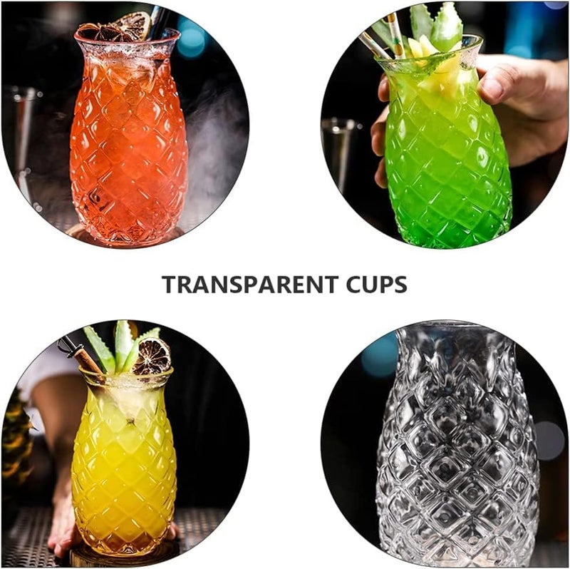 Glassware GLASSWARE Clear Pineapple Cups Cocktail Glasses Retro Embossed Drinking Glasses for Wine Martini Whiskey Juice Pool Party Picnics Pack of 3400 ML  - Image 4