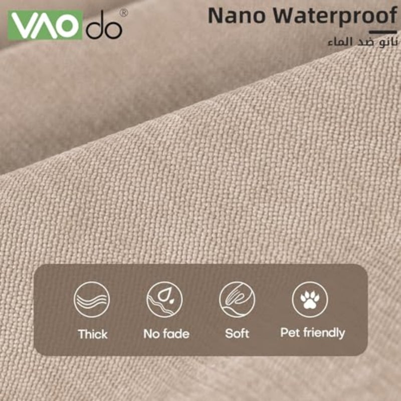 180 * 230cm Waterproof Sofa Cover, Edged Couch Cover, 3 Seat Cushion Couch Durable Couch Protector, for Sectional Sofa Pet Cat Dog Home Decor, Khaki - Image 2