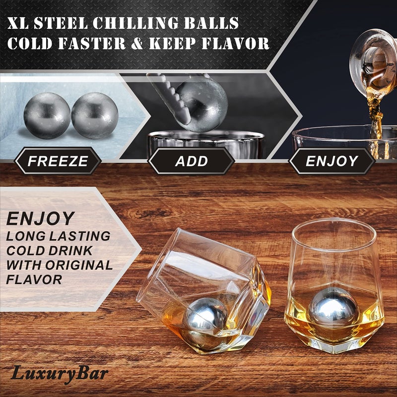 LuxuryBar طقم زجاجات ويسكي دايموند لوكشري بار للرجال مع كرة التبريد والصينية، طقم زجاجات ويسكي موزع مشروبات، هدايا للرجال - Image 2