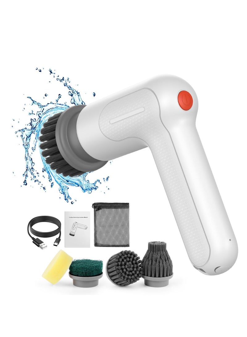 SYOSI Electric Spin Scrubber, Cordless Electric Cleaning Brush with 4 Replaceable Brush Heads, IPX6 Waterproof Electric Shower Cleaning Brush for Walls, Bathtubs, Shoes, Cars and Toilets  - Image 1