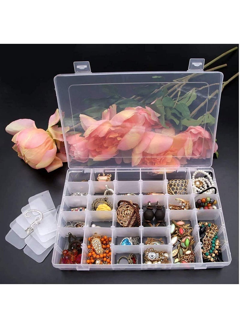 ADDAX MART ADDAX MART Foldable Square Plastic Organizer Jewelry Craft Accessories Storage Box Basket Container with Collapsible Dividers 36 Grid White  - Image 1