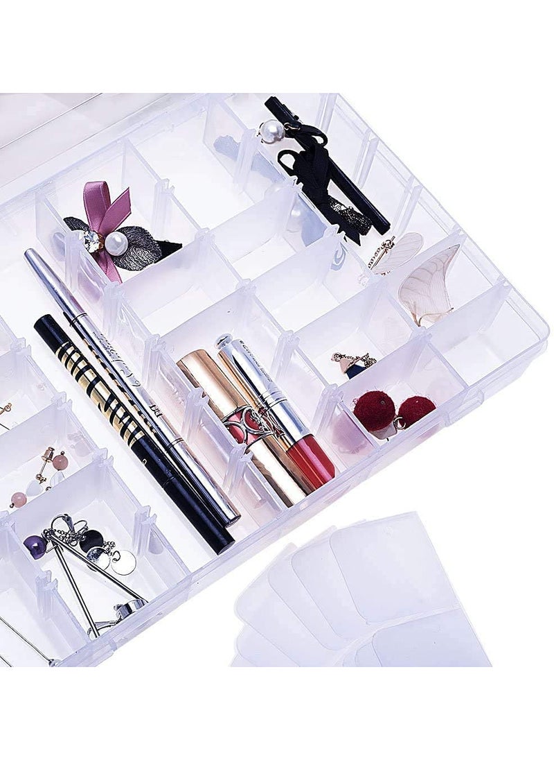 ADDAX MART ADDAX MART Foldable Square Plastic Organizer Jewelry Craft Accessories Storage Box Basket Container with Collapsible Dividers 36 Grid White  - Image 5