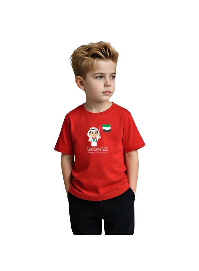 UAE Celebrating National Day Printed Kids Round Neck T-Shirt for Boys - Image 3