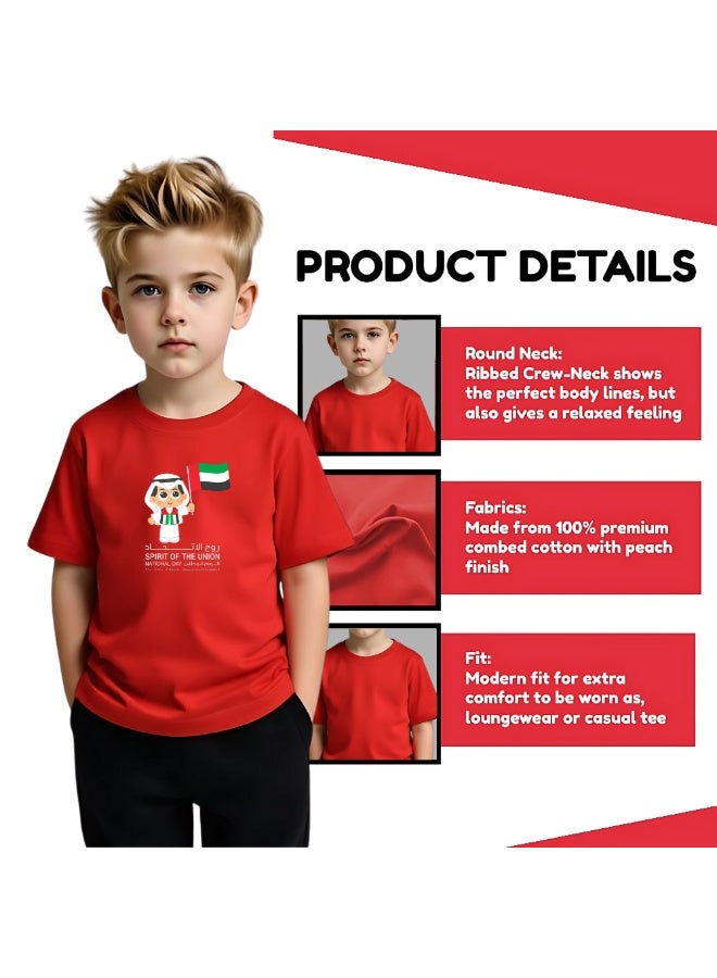 UAE Celebrating National Day Printed Kids Round Neck T-Shirt for Boys - Image 4