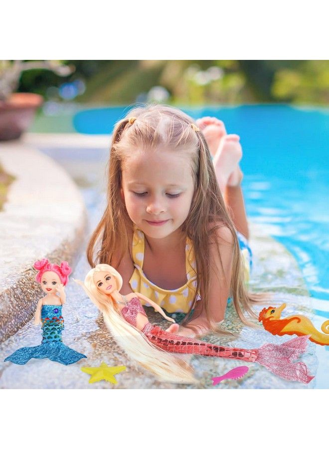 Bettina Mermaid Princess Doll With Little Mermaid & Seahorse Play Gift Set ; Mermaid Toys With Accessories And Doll Clothes For Little Girls (Pink) - Image 4