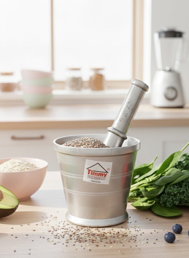 Timmy Aluminium Mortar and Pestle No.1 | Khalbatta for Grinding Spices, Masala & Herbs | Durable Lightweight Design | Easy Grip & Use - Image 2
