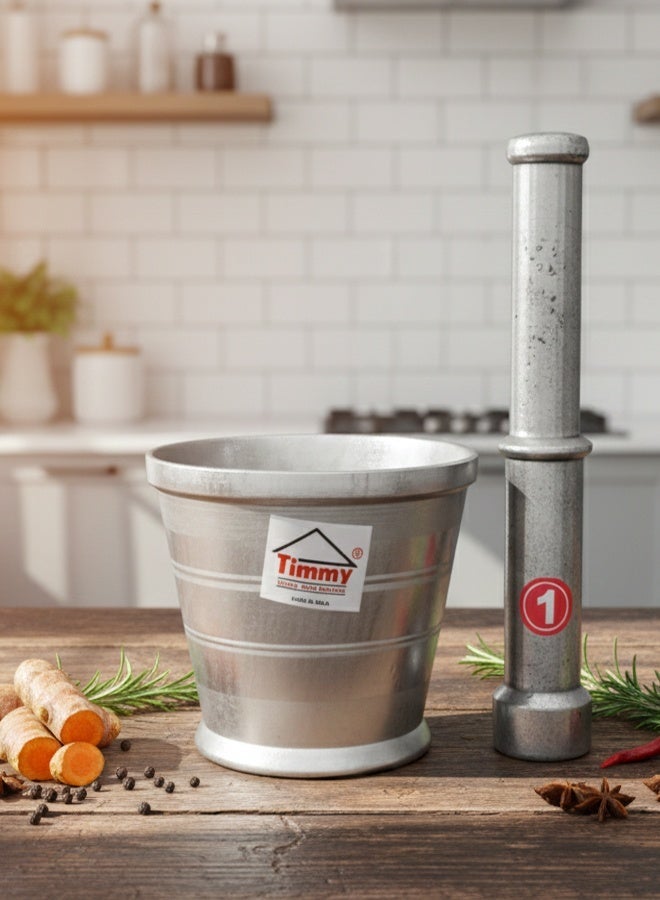 Timmy Aluminium Mortar and Pestle No.1 | Khalbatta for Grinding Spices, Masala & Herbs | Durable Lightweight Design | Easy Grip & Use - Image 5