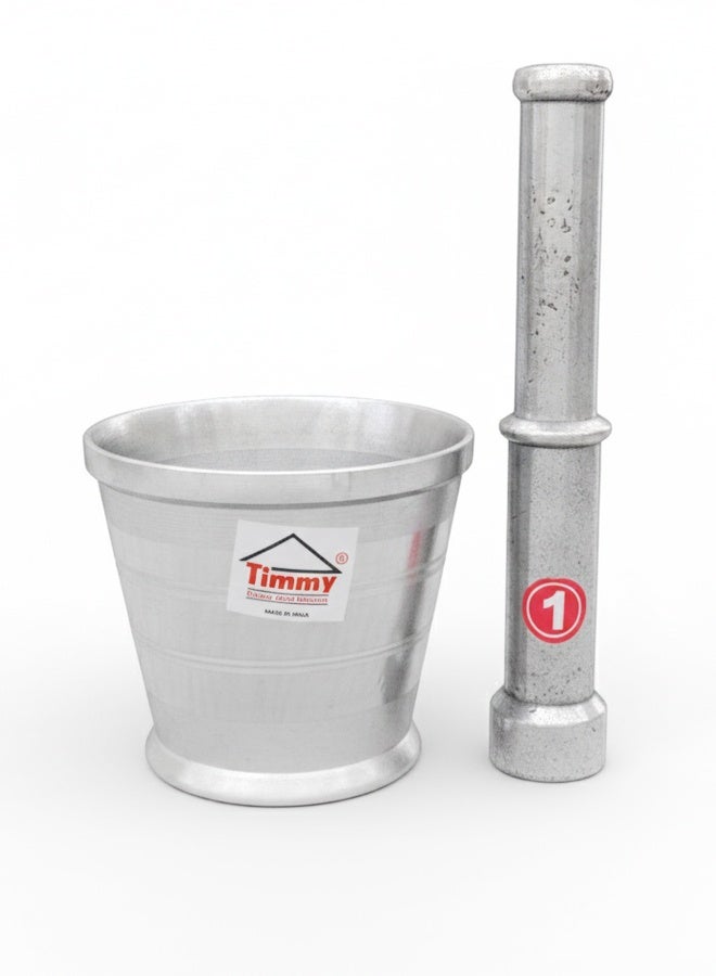 Timmy Aluminium Mortar and Pestle No.1 | Khalbatta for Grinding Spices, Masala & Herbs | Durable Lightweight Design | Easy Grip & Use - Image 1