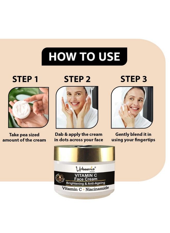 Urbaano herbal Vitamin C Brightening Cream Face Moisturizer For Glowing & Nourishing Skin For Women & Men 50Gm - Image 5