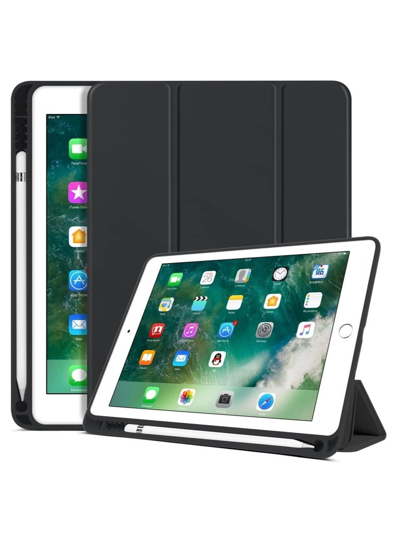 HuHa iPad 6th Generation Case, iPad 5th Generation Case with Pencil Holder, Premium Folio Folding Stand Smart Auto Wake/Sleep Case Cover for Apple iPad 9.7 Inch 2018/2017  - Image 1