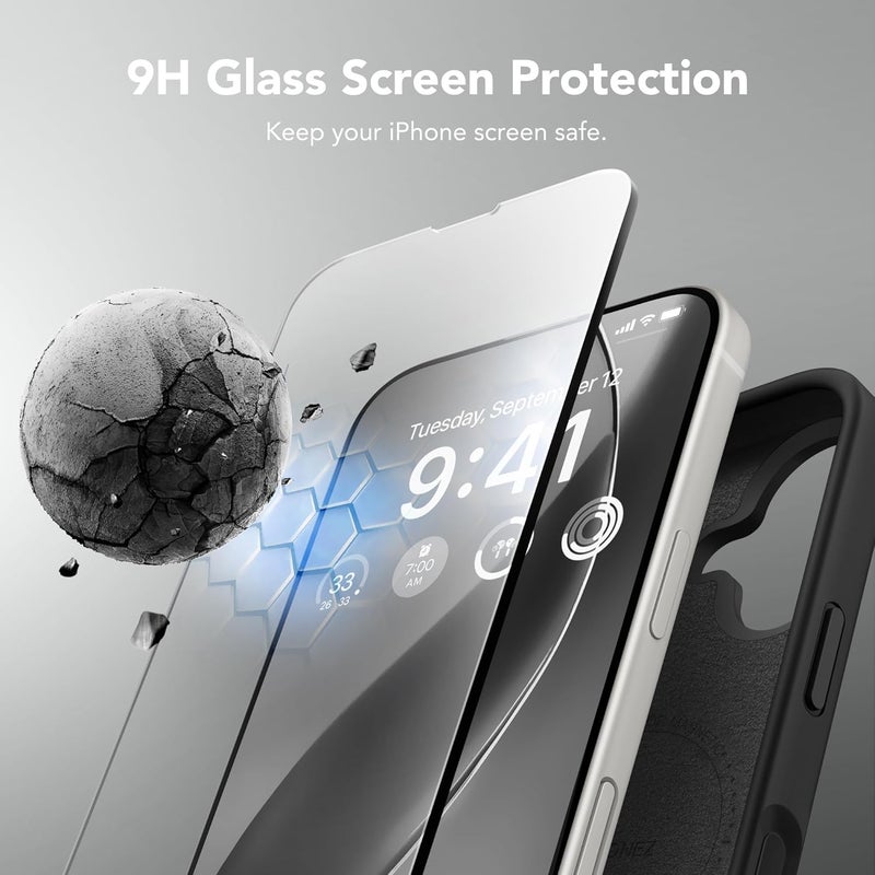 GONEZ Magnetic for iPhone 16 Case, Compatible with MagSafe, [Screen Protector + Camera Lens Protector], Liquid Silicone Shockproof Protective Phone Case for iPhone 16 6.1", Black - Image 5