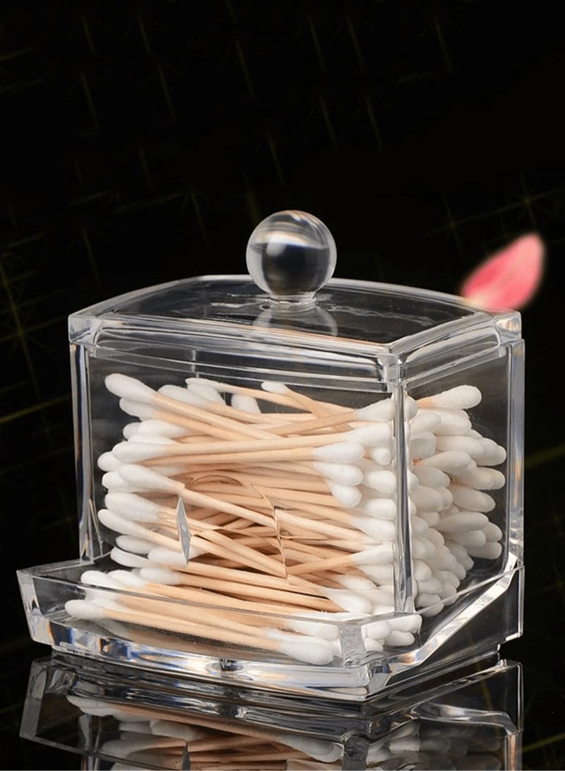 KHAJUL Cotton Swab Storage Box , Dustproof Fransparent Small Makeup Cotton Remover Cotton Desktop Storage Cotton Swab Box  - Image 4