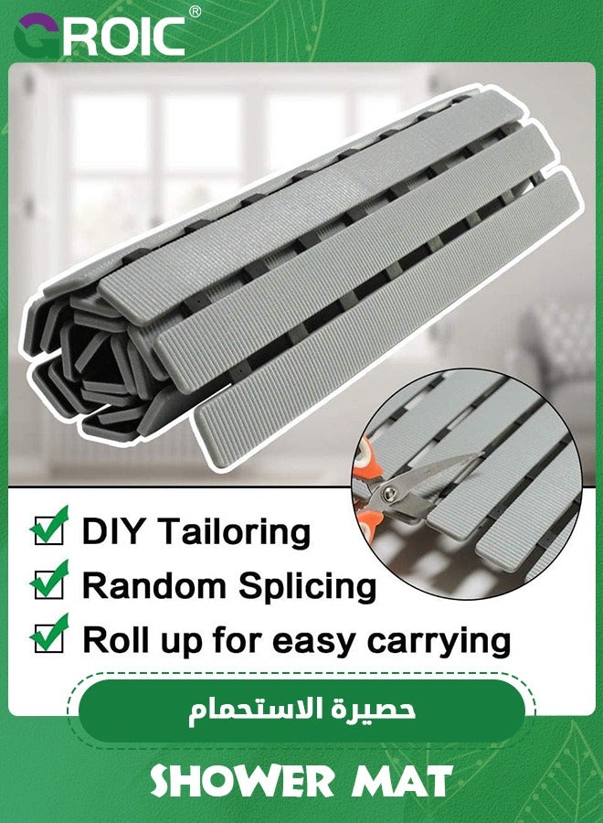 GROIC سجادة استحمام، سجادة حوض استحمام غير قابلة للانزلاق مع أكواب شفط وفتحات تصريف، سجادة حمام 40 × 63 سم للحوض والدش، سهلة التجفيف، سهلة القطع، صديقة للبيئة، سجادات حوض الاستحمام - Image 4