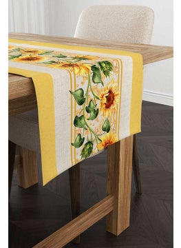 Cango Home Yellow Green Decorative Sunflower Patterned Digital Printed Runner CGH1111-RN  - Image 1