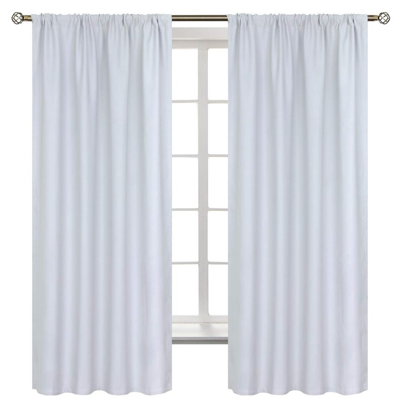 BGment Rod Pocket Room Darkening Curtains for Bedroom 63 Inches Long  Thermal Insulated Blackout Curtains for Living Room 42 x 63 Inch 2 Panels Greyish White