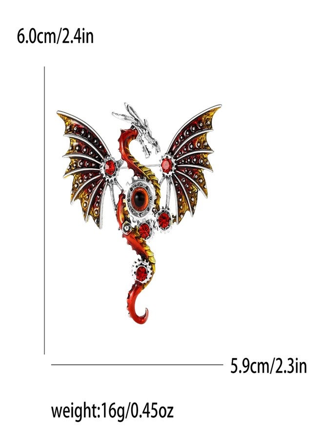 WAKYME Vintage Punk Mechanical Flying Dragon Brooch for Women Enamel Flying Dragon Brooch Domineering Flying Dragon Brooch Personality for Men and Women Clothing Hat Bag Accessories (Red) - Image 5