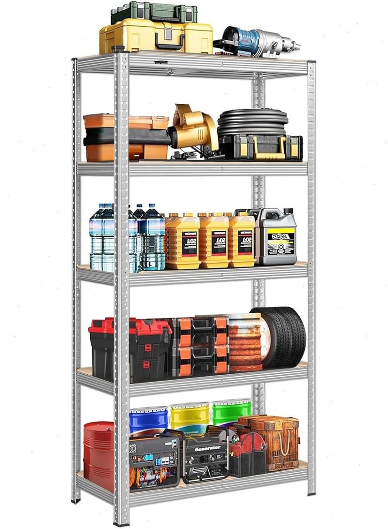 Yoawllty Adjustable Storage Shelving Unit, 5-Tier Boltless Heavy Duty Metal Rack for Home, Garage, Warehouse(Silver) - Image 1