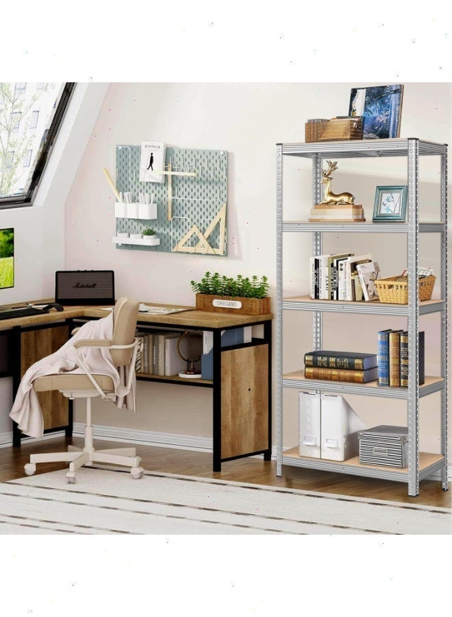 Yoawllty Adjustable Storage Shelving Unit, 5-Tier Boltless Heavy Duty Metal Rack for Home, Garage, Warehouse(Silver) - Image 5