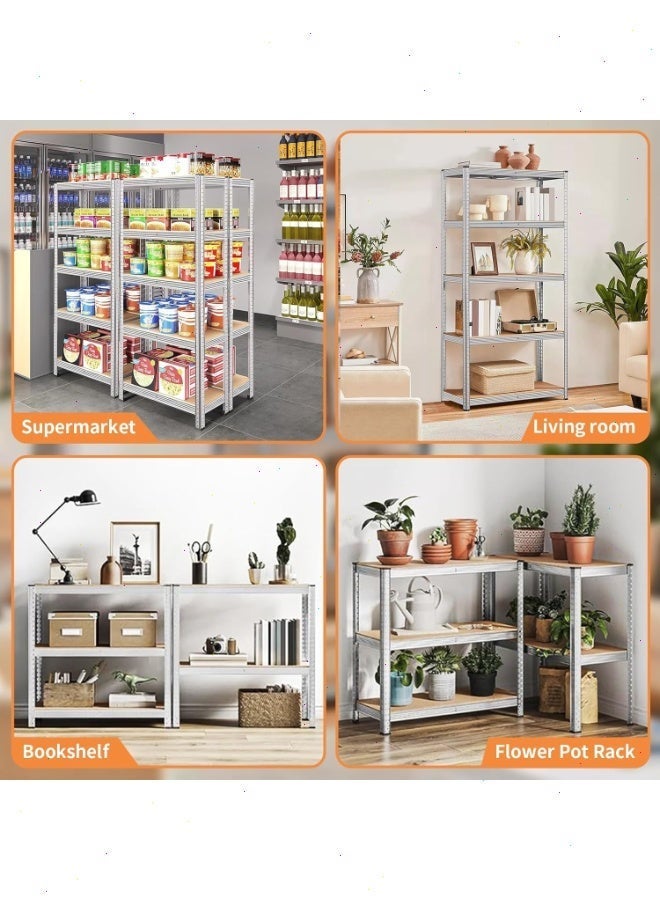 Yoawllty Adjustable Storage Shelving Unit, 5-Tier Boltless Heavy Duty Metal Rack for Home, Garage, Warehouse(Silver) - Image 3