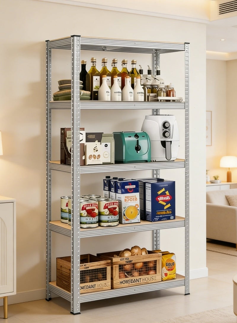Yoawllty Adjustable Storage Shelving Unit, 5-Tier Boltless Heavy Duty Metal Rack for Home, Garage, Warehouse(Silver) - Image 2