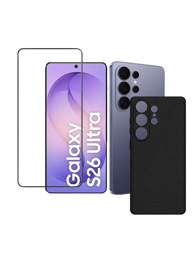 KZDOO حافظة 2 عبوات لجهاز Galaxy S26 Ultra حافظة Air Skin حماية كاملة من جميع الجوانب نحيفة للغاية بسماكة 0.3 مم وزن خفيف 4 جرام مع واقي شاشة 3D - أسود - Image 1