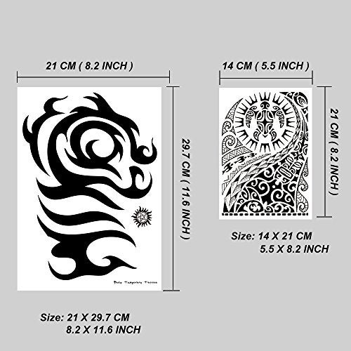 Leoars Large Black Temporary Tattoos, Big Tribal Totem Tattoo Sticker for Men Women Body Art Makeup, Fake Tattoo Waterproof Removable, 6-Sheet - Image 3