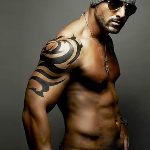 Leoars Large Black Temporary Tattoos, Big Tribal Totem Tattoo Sticker for Men Women Body Art Makeup, Fake Tattoo Waterproof Removable, 6-Sheet - Image 1