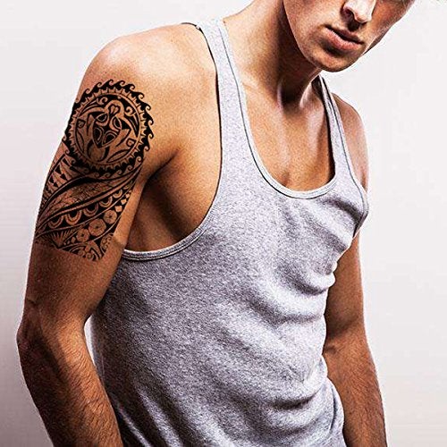 Leoars Large Black Temporary Tattoos, Big Tribal Totem Tattoo Sticker for Men Women Body Art Makeup, Fake Tattoo Waterproof Removable, 6-Sheet - Image 4
