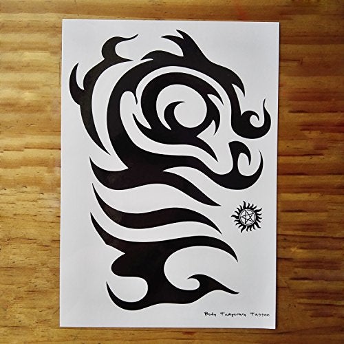Leoars Large Black Temporary Tattoos, Big Tribal Totem Tattoo Sticker for Men Women Body Art Makeup, Fake Tattoo Waterproof Removable, 6-Sheet - Image 5