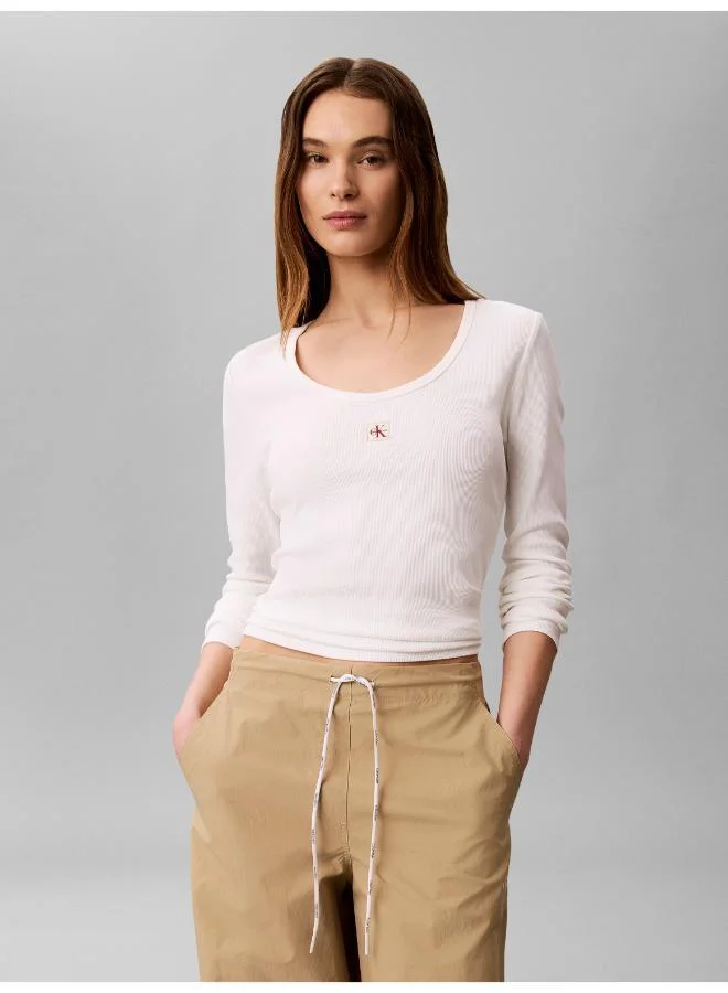 Ribbed Cotton Long Sleeve Top