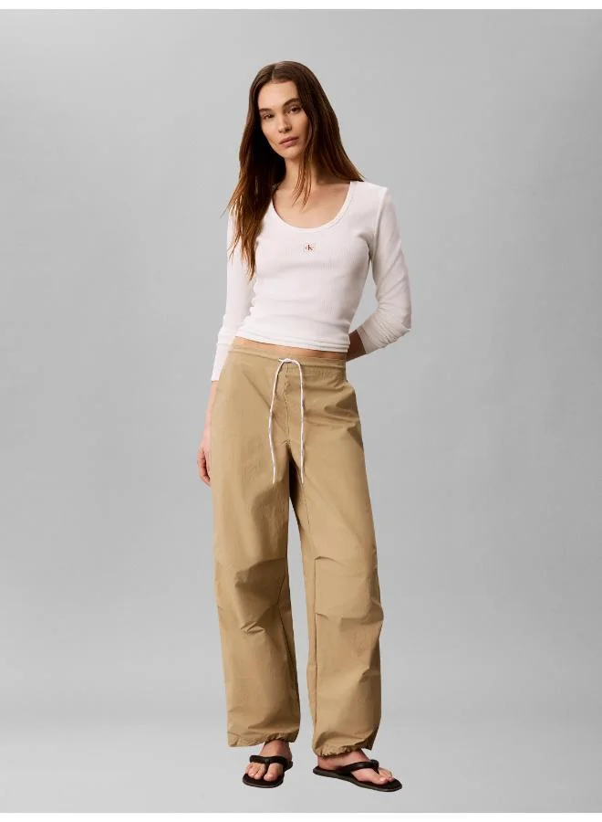 Calvin Klein Jeans  Ribbed Cotton Long Sleeve Top for Women | Best Price UAE