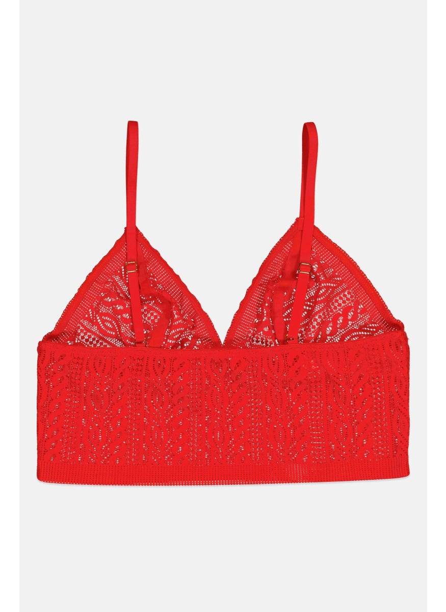 Aerie Women Textured Non Padded Bralette, Red  - Image 2