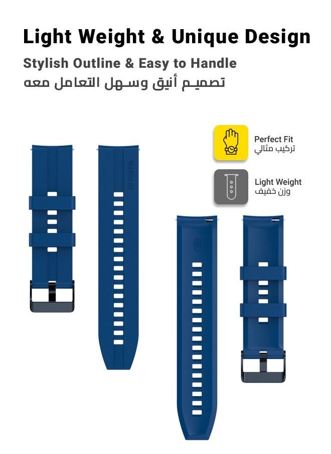 huanmate حزام بديل أنيق عالي الجودة لساعة Huawei Watch GT2 Pro مقاس 1.39 بوصة باللون الأزرق الداكن  - Image 3