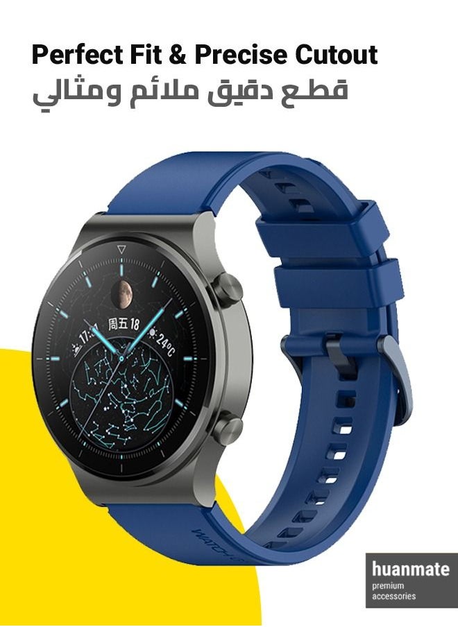 huanmate حزام بديل أنيق عالي الجودة لساعة Huawei Watch GT2 Pro مقاس 1.39 بوصة باللون الأزرق الداكن  - Image 2