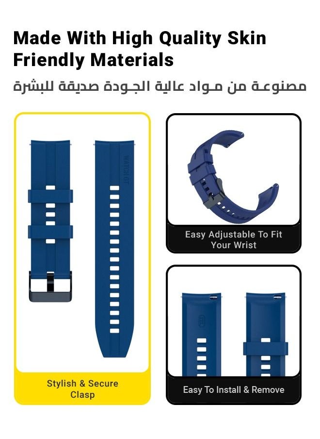 huanmate حزام بديل أنيق عالي الجودة لساعة Huawei Watch GT2 Pro مقاس 1.39 بوصة باللون الأزرق الداكن  - Image 5