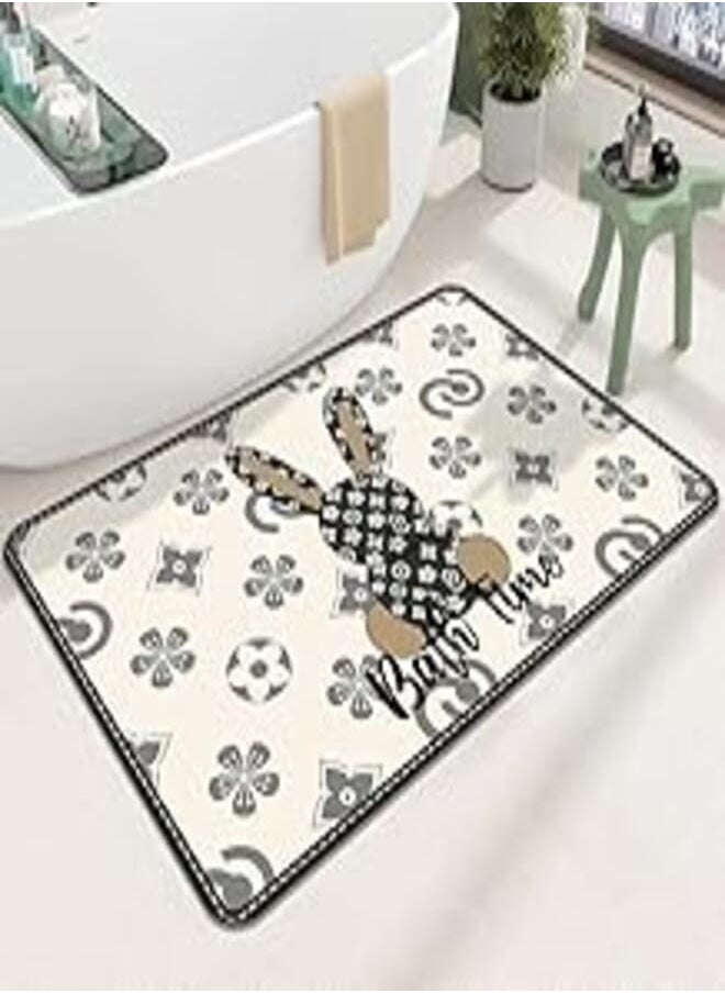 LESTER LESTER Anti-Slip Bathroom Mat rectangle shape bath time design beige and black 50x80cm 