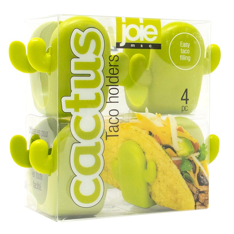 حاملات التاكو من جوى على شكل صبار، قواعد متينة تحافظ على قشور التاكو الصلبة منتصبة وتحميها من الكسر أو الانسكاب، ملء التاكو بدون استخدام اليدين، أداة مطبخ لطيفة، خالية من BPA، 4 قطع