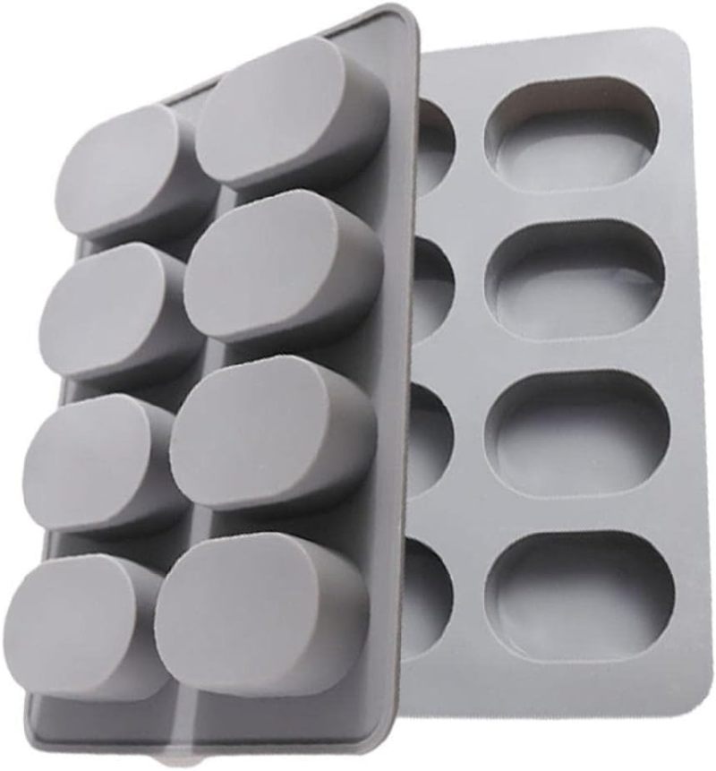 Silicone Mold: 8-Hole Oval Grey 24.5*16.5*2.5CM Non-Stick Release - Versatile Multi-Use Baking Mold for Beginners, DIY Crafters, Holiday Baking Party Decorations - Image 1