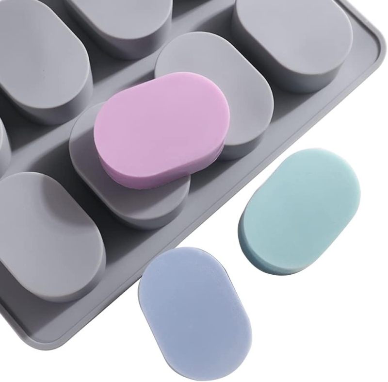 Silicone Mold: 8-Hole Oval Grey 24.5*16.5*2.5CM Non-Stick Release - Versatile Multi-Use Baking Mold for Beginners, DIY Crafters, Holiday Baking Party Decorations - Image 4