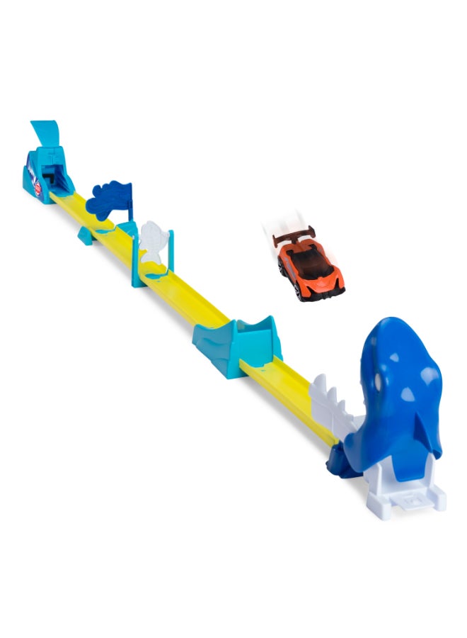 Dickie Item 203333000-Dickie Toys - Car Train Shark Launcher Track Set (115 cm) - Shark Toy with Catapult, Flexible Rails & Obstacles Including Toy Car, for Children from 3 Years - Image 2