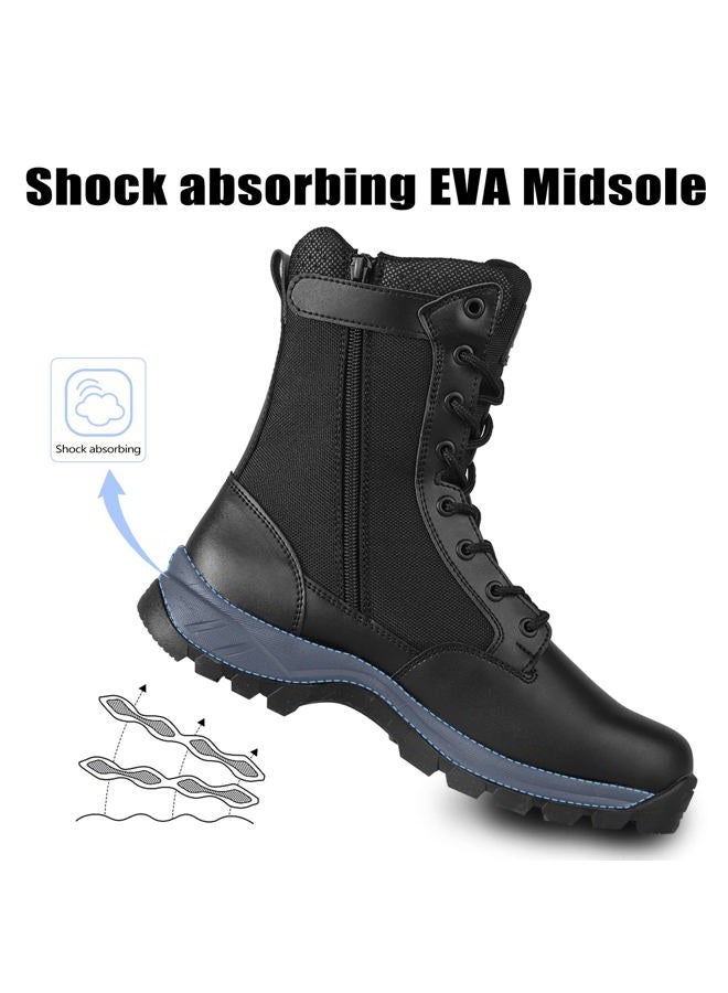 LUDEY Black Tactical Boots for Men Side Zipper Military Combat Boots Waterproof Lightweight Hiking Boots Outdoor Motorcycle Boots IDS928-Tan-9.5US - Image 5