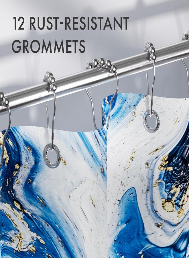AmazerBath Shower Curtain Blue, Marble Fall Fabric Shower Curtain Sets with 12 Shower Curtain Hooks, Luxury Quality Home Hotel Washable Farmhouse Cloth Shower Curtains for Bathroom Decor, 72x72 Inches - Image 4