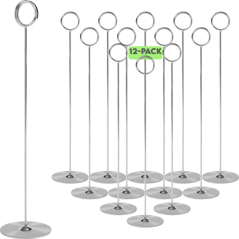 Gray Bunny Metal Table Number Holders 12 Pack 12 in Tall Silver Chrome Card Holders Tabletop Table Number Stands Wire Clip for Restaurants Recipe Place Card Signs Weddings Banquets Pictures