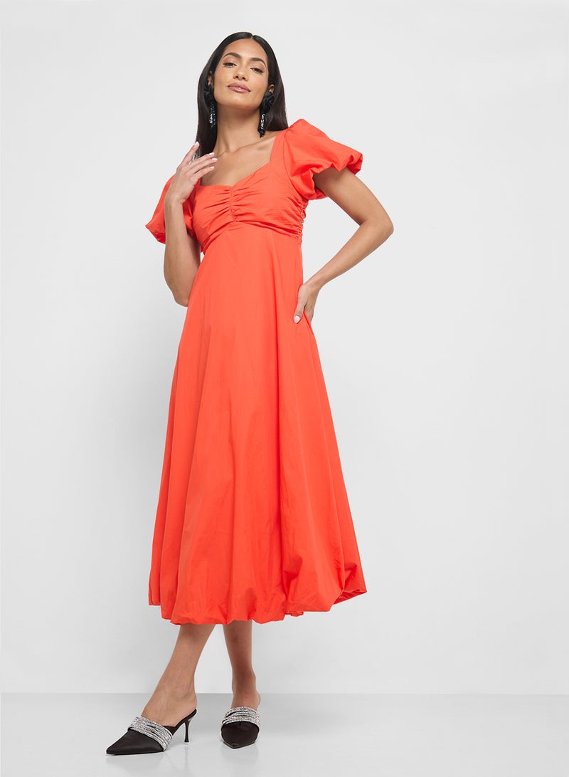 YAS Puff Sleeve Midi Dress - Image 1