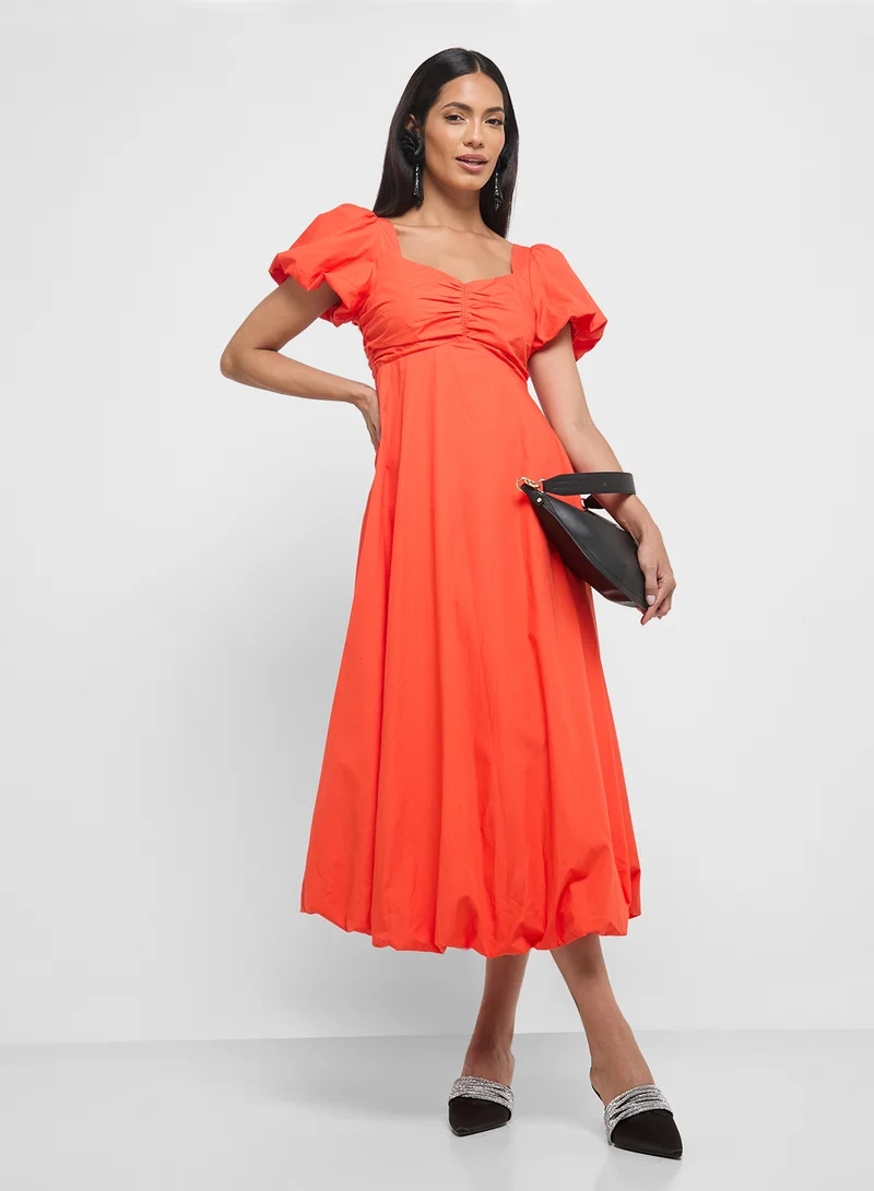 YAS Puff Sleeve Midi Dress