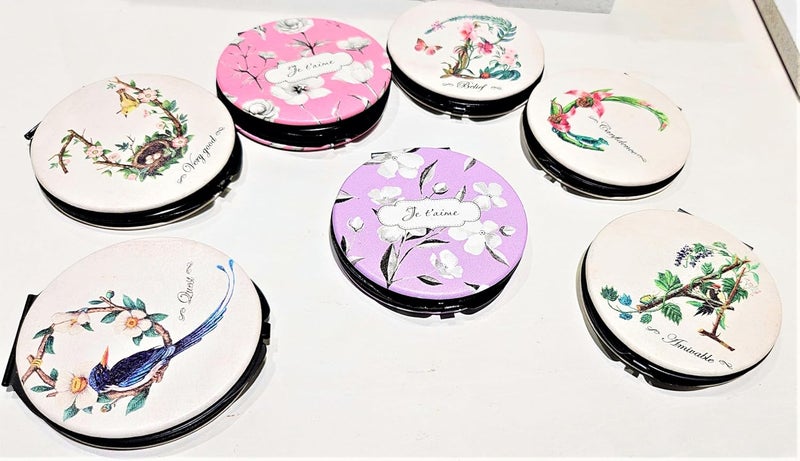 Pocket Makeup Mirror for Travel Double Sided Magnifying Compact Handbag Cosmetic Mirror Handheld Foldable Portable Mirror Round  - Image 4